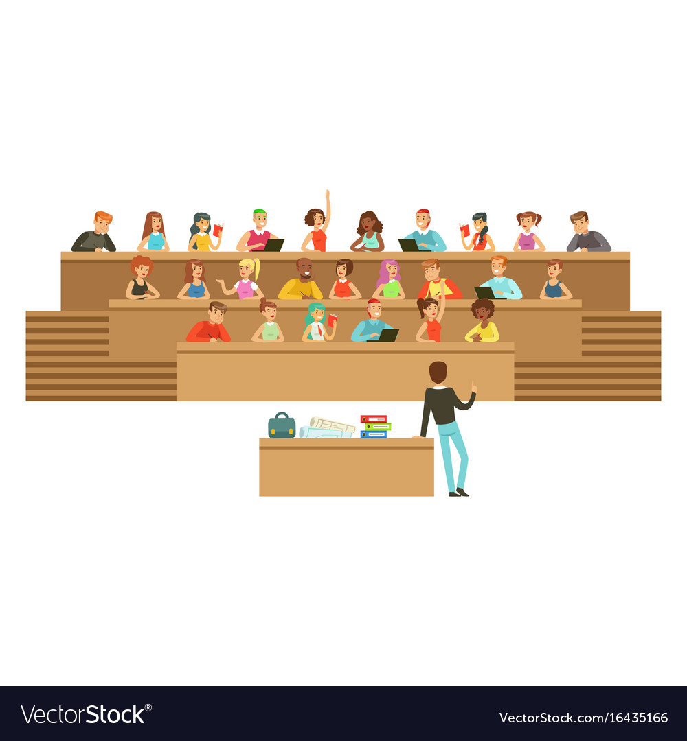 Students listening in a lecture hall university