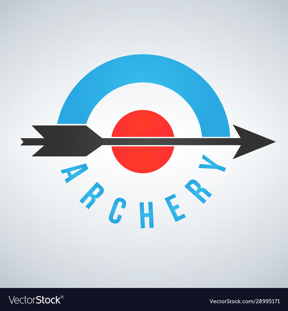 Archery target and arrow logo isolated on white