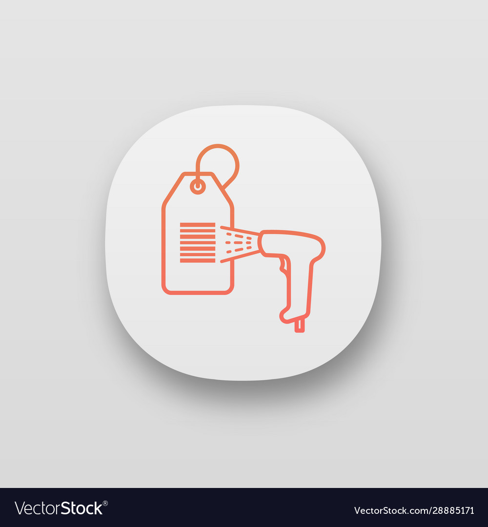 Barcode reader scanning hang tag app icon vector image Barcode reader scanning hang tag app icon