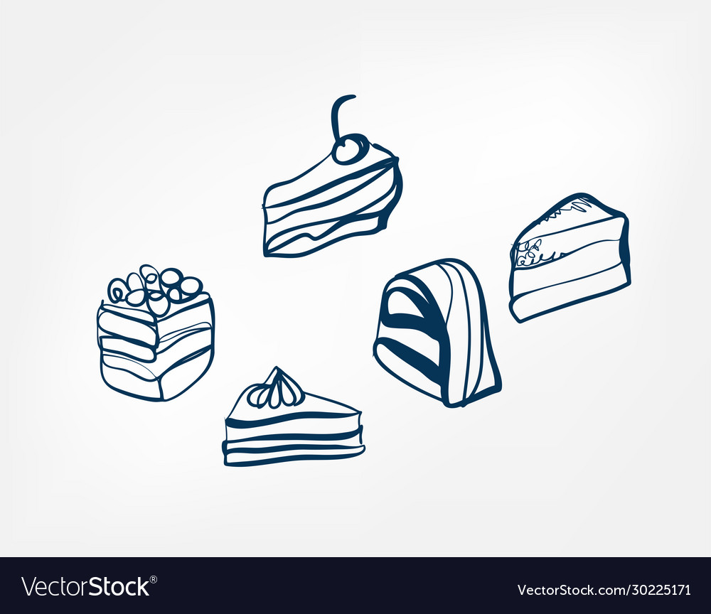 Cake one line design element isolated