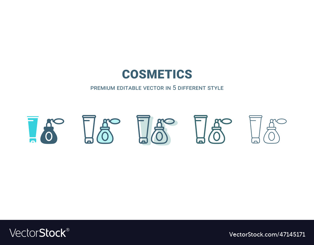 Cosmetics icon in 5 different style outline