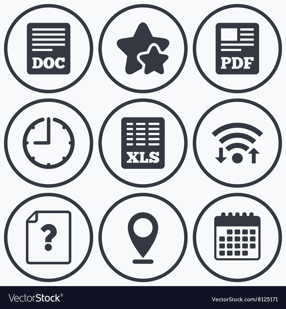 Document icons xls pdf file signs