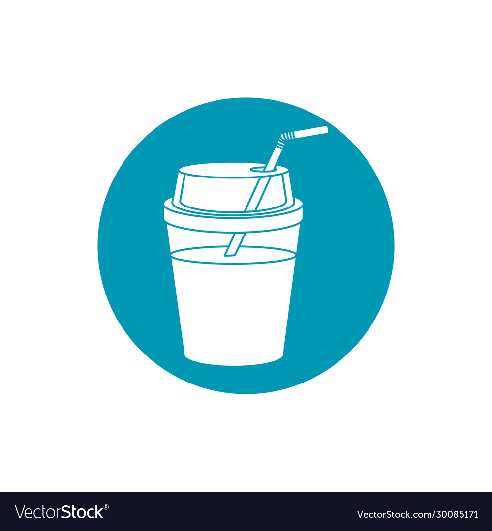 Drinks cold refresh plastic cup with straw blue Vector Image