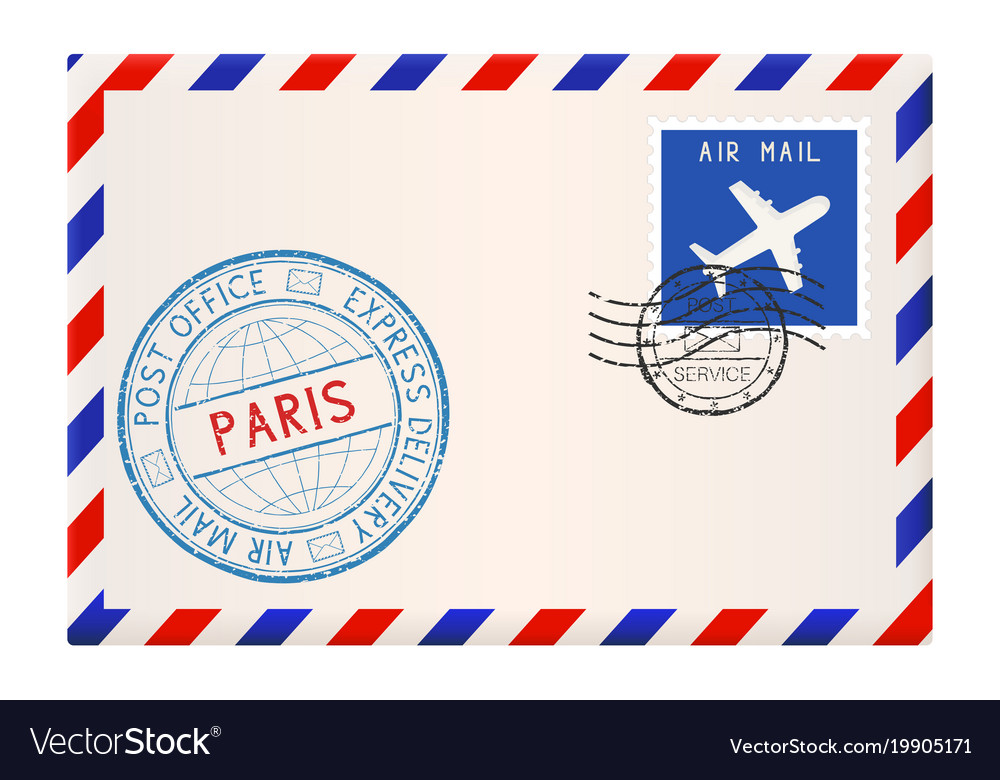 Envelope with paris stamp international mail