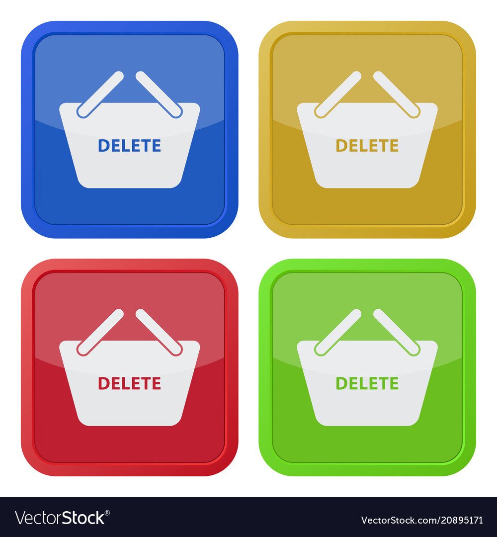 Four square color icons shopping basket Royalty Free Vector