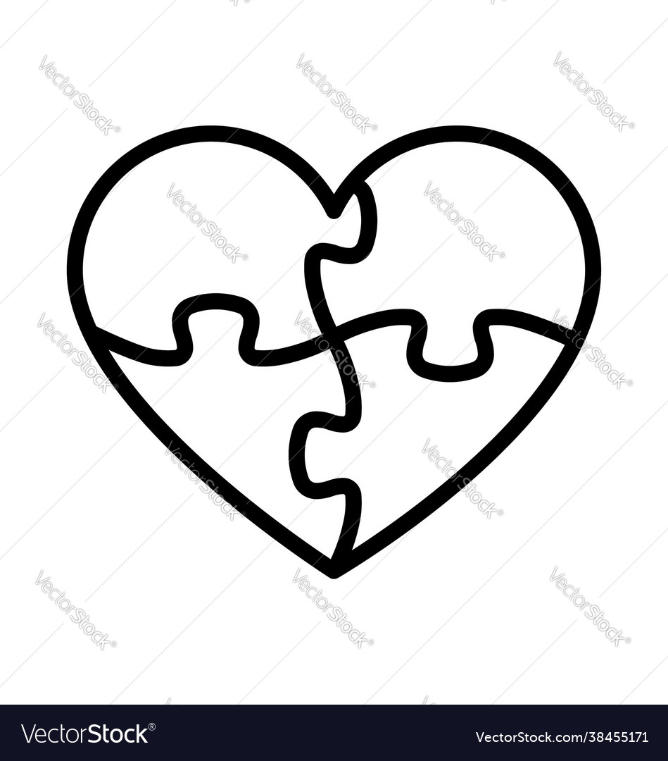 Heart puzzle pieces outline Royalty Free Vector Image