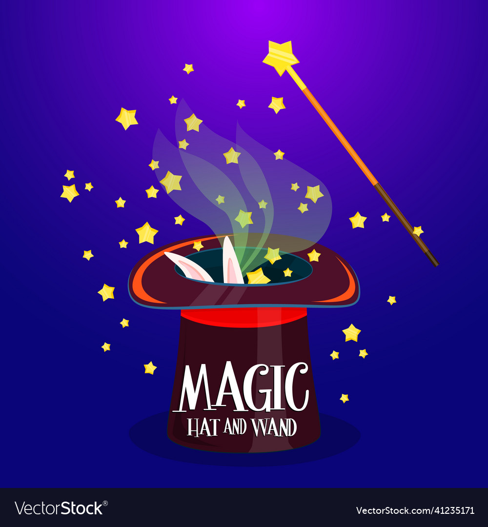 Magic hat with wand for magician trick