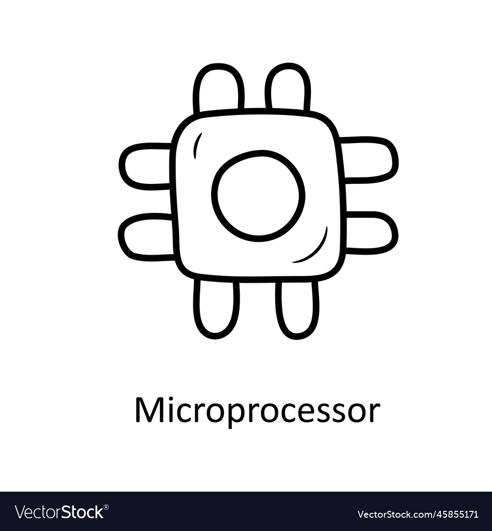 Microprocessor solid fill outline icon design illu