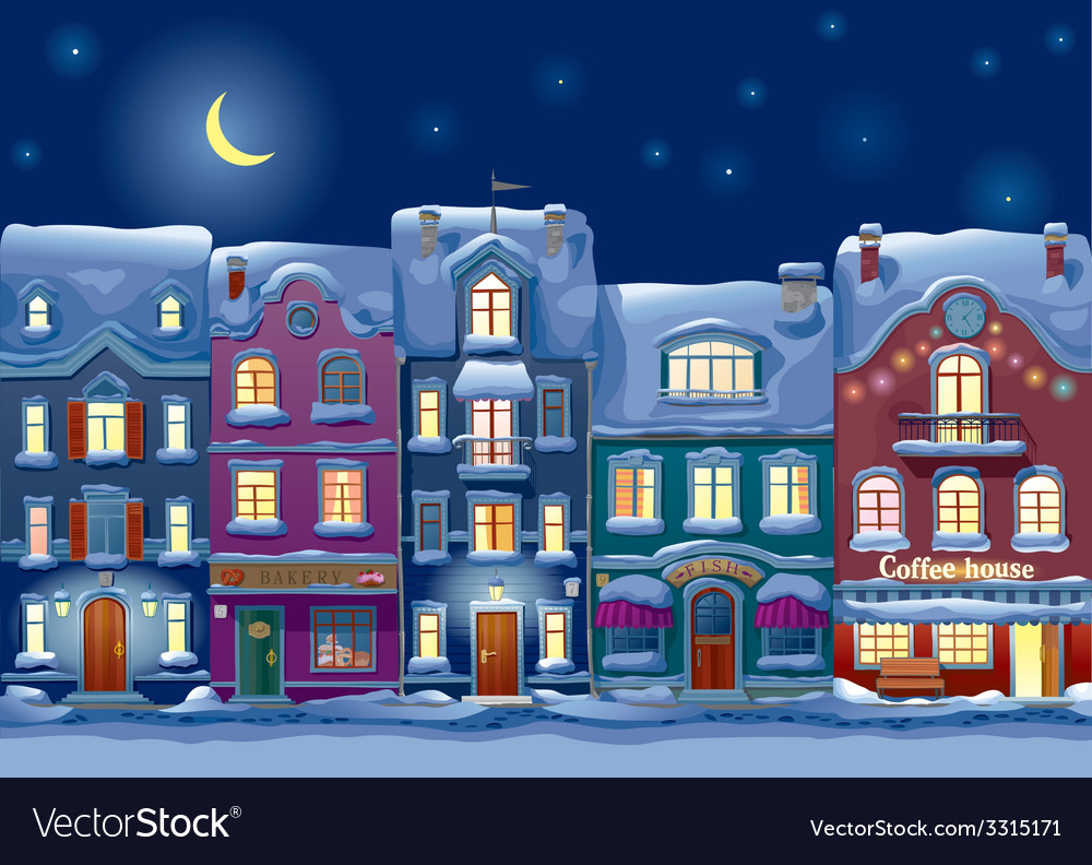 Midnight cityscape Royalty Free Vector Image - VectorStock