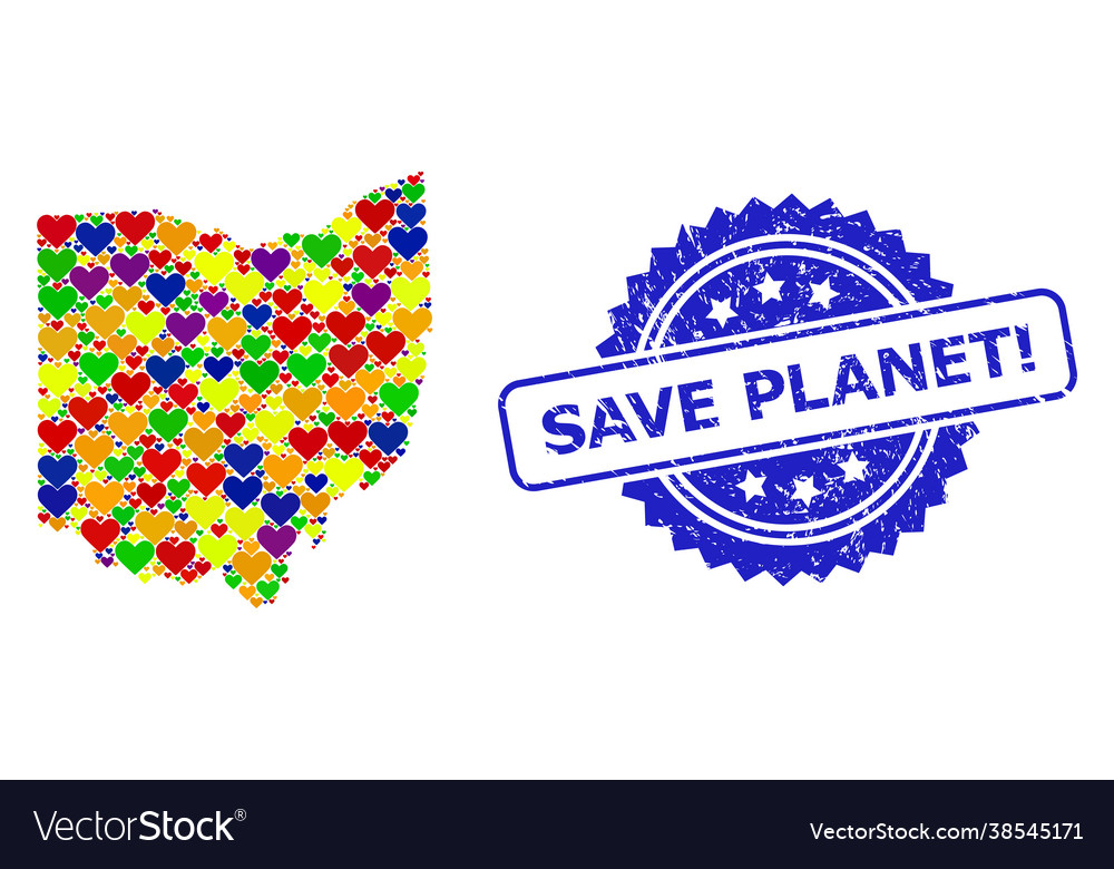 Save planet exclamation scratched seal and vibrant