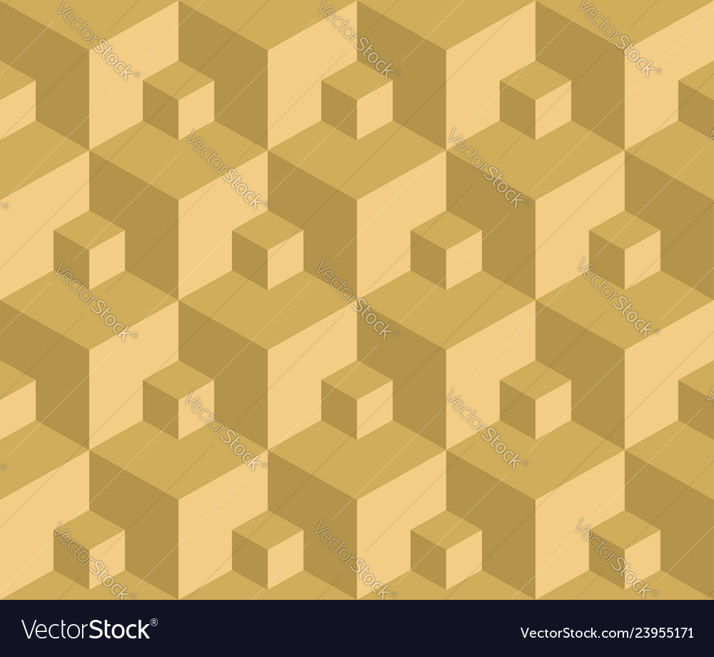 Seamless pattern gold 3d cube
