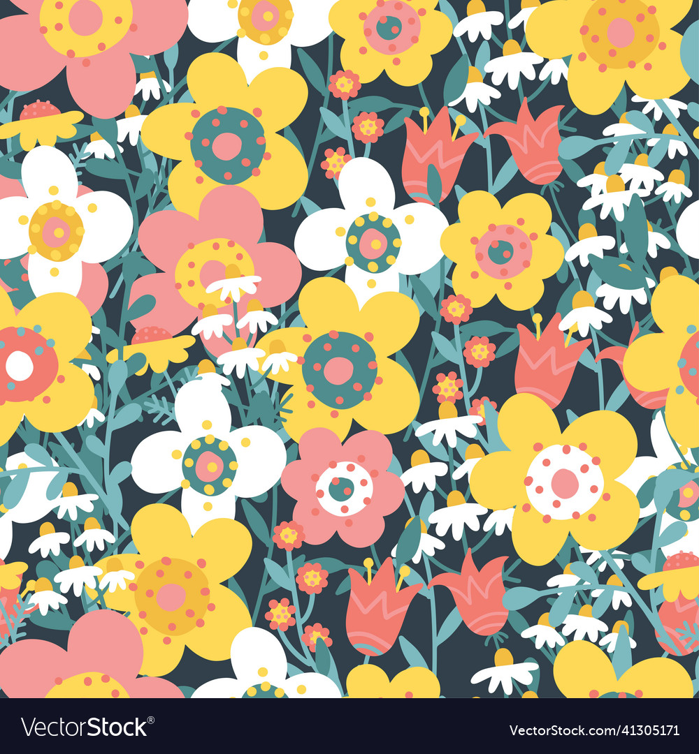 Seamless pattern with abstract spring flowers vector image Seamless pattern with abstract spring flowers