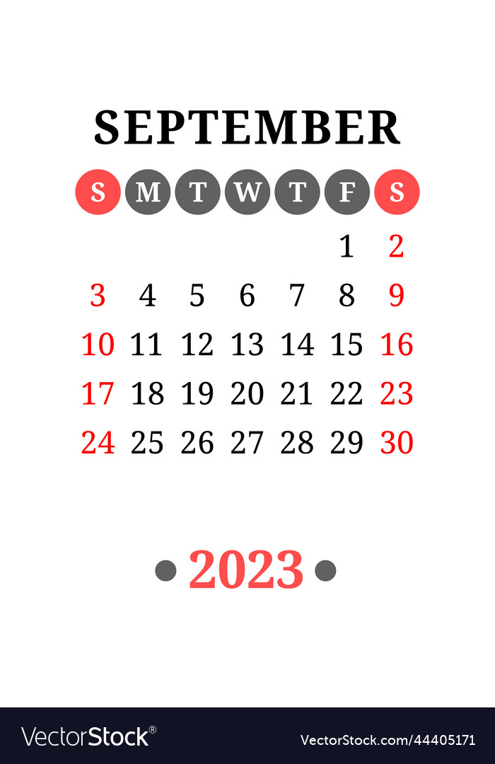 September calendar design 2023 year english Vector Image