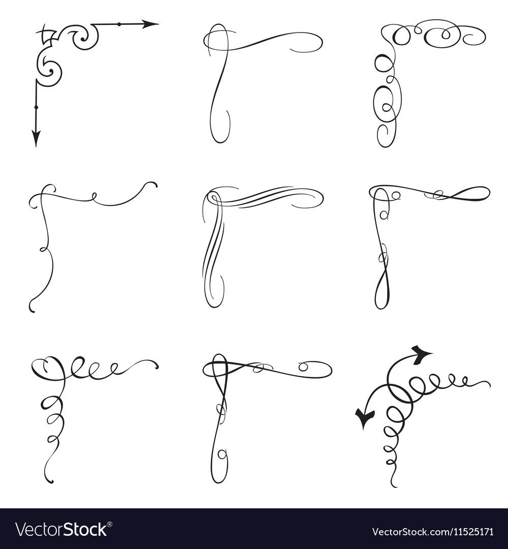 Set 9 decorative corners Royalty Free Vector Image