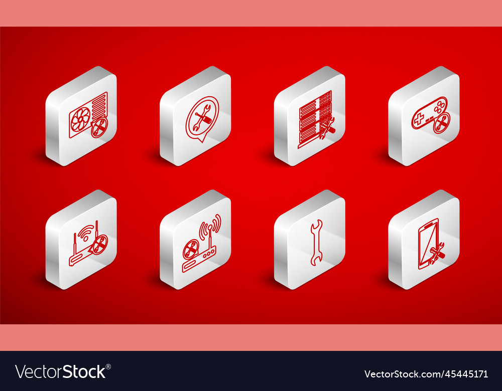 Set line smartphone service location database vector image Set line smartphone service location database