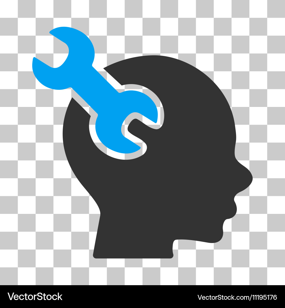Brain service wrench icon Royalty Free Vector Image