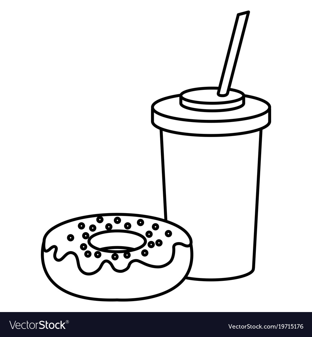 Delicious sweet donut with beverage