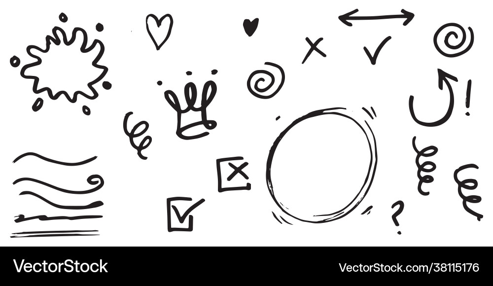 Hand drawn set curly swishes swashes swoops Vector Image