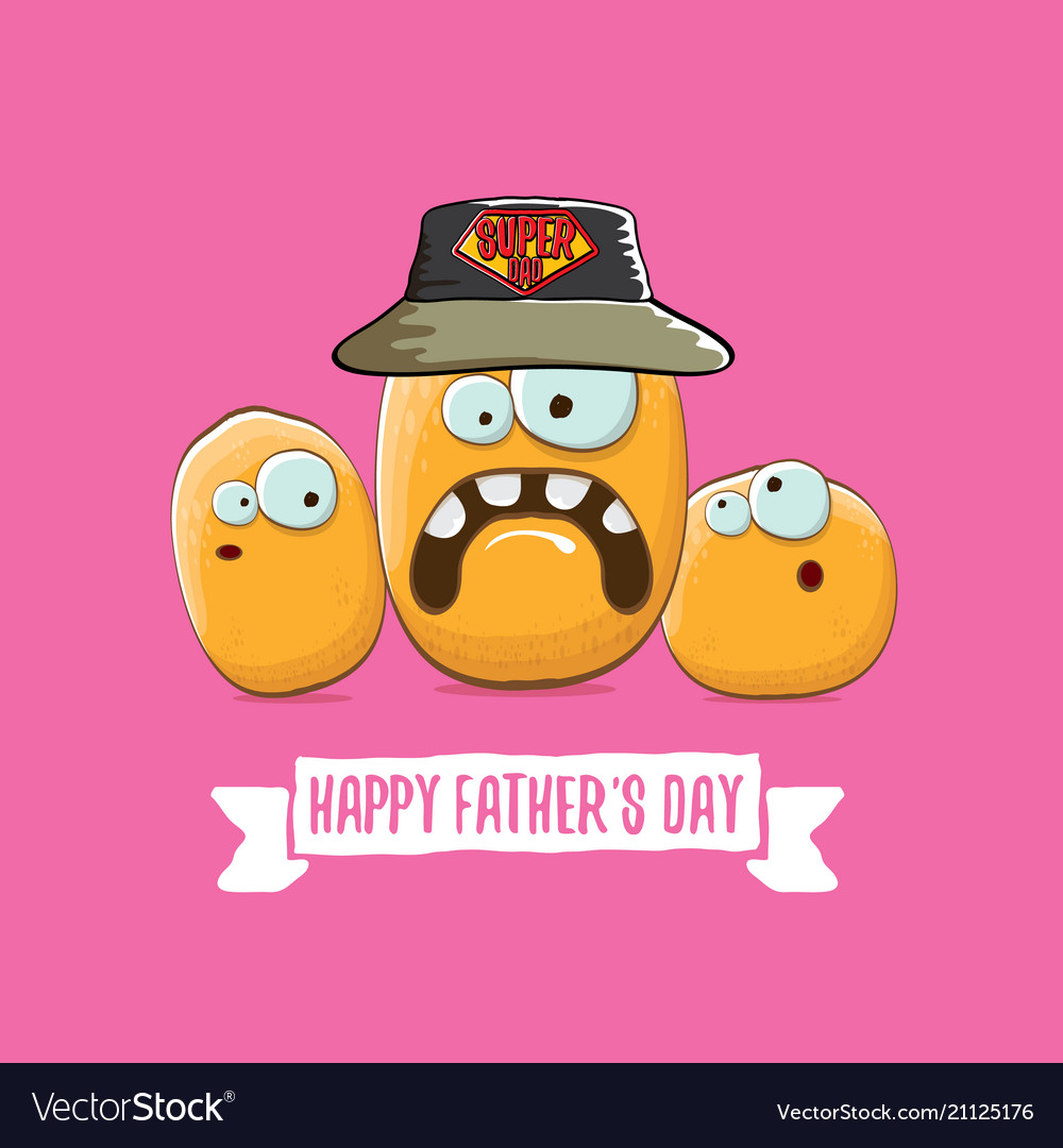 Happy fathers day greeting card with cartoon Vector Image