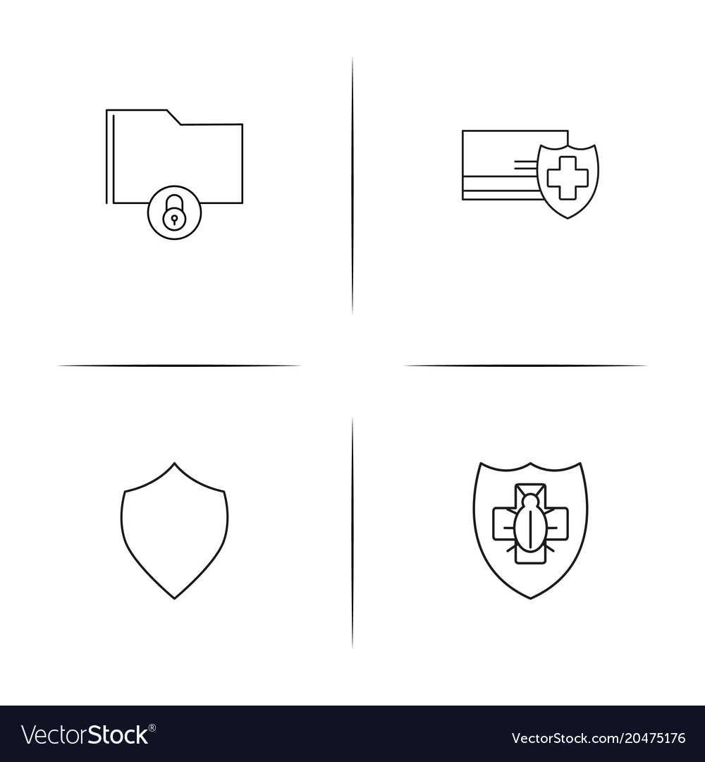 Internet security simple linear icons set
