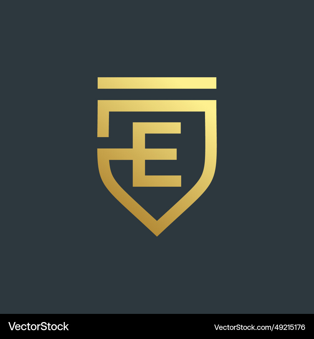 Letter e design with creative unique shield Vector Image