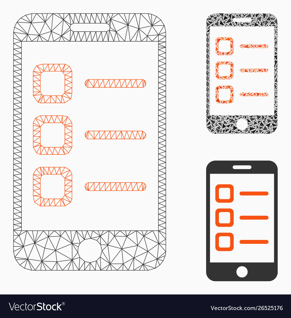 Mobile list mesh carcass model and triangle vector image Mobile list mesh carcass model and triangle