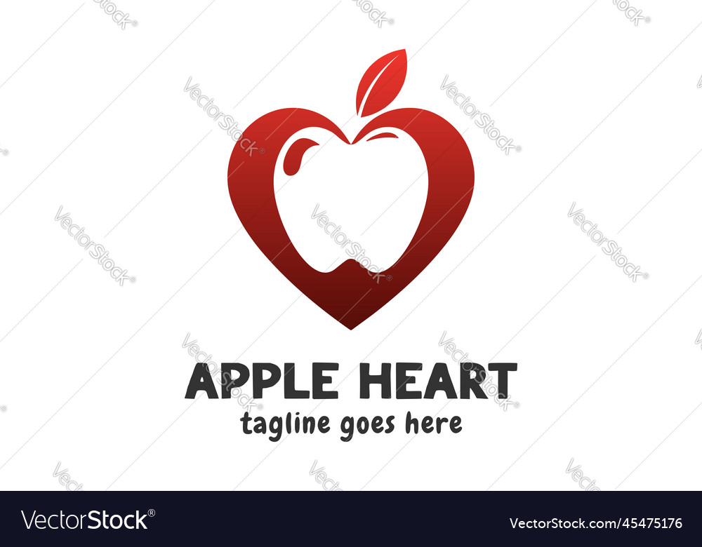 Modern simple minimalist love heart with apple Vector Image
