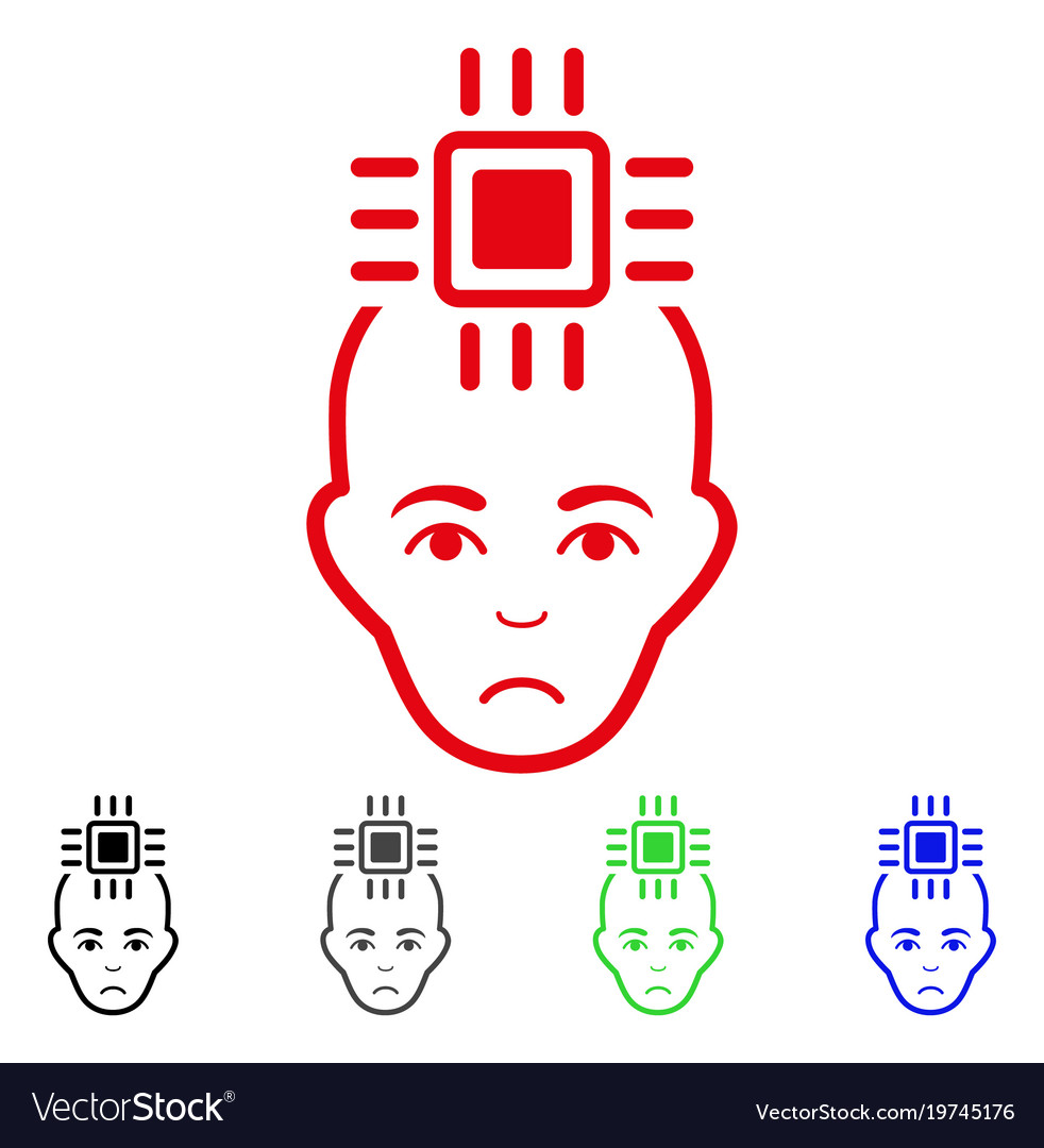 Sad neural computer interface icon