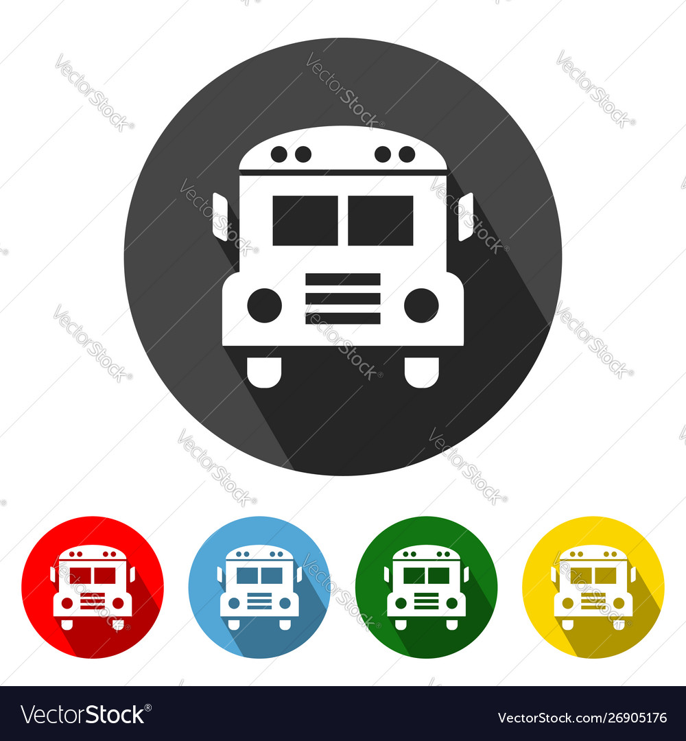 School bus flat icon long shadow