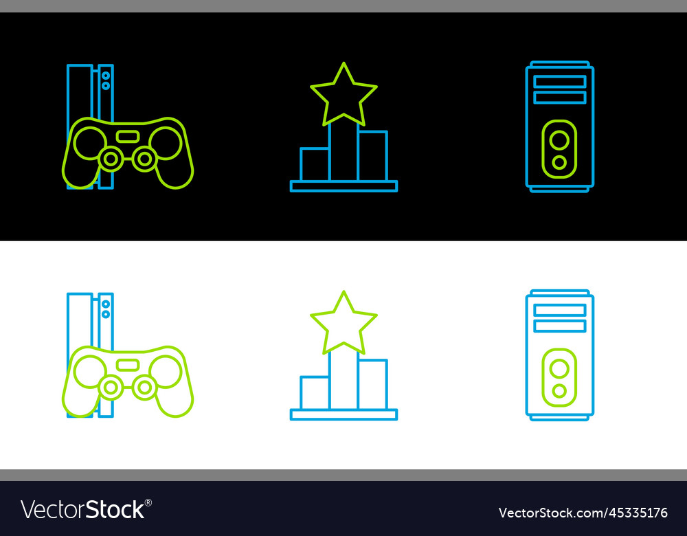 Set line computer game console with joystick vector image Set line computer game console with joystick