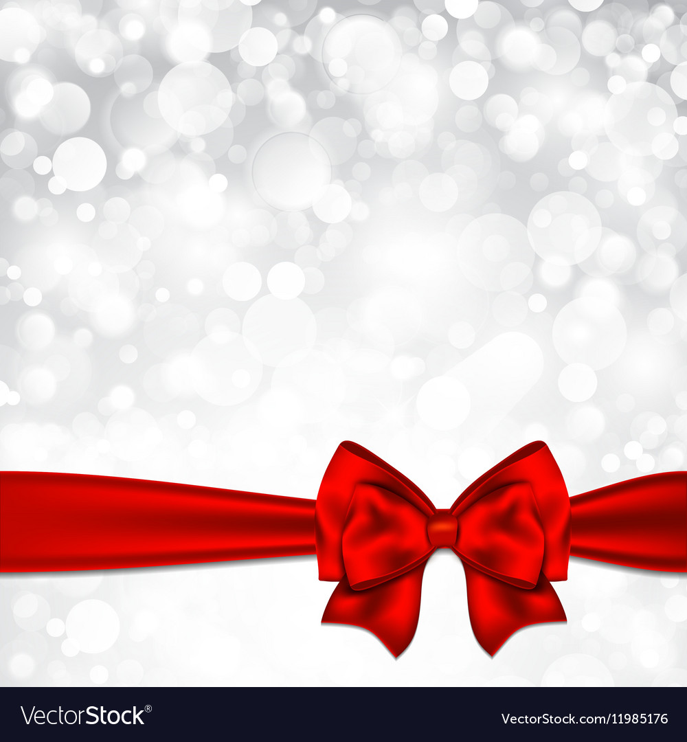 Shiny silver starry christmas background with red Vector Image