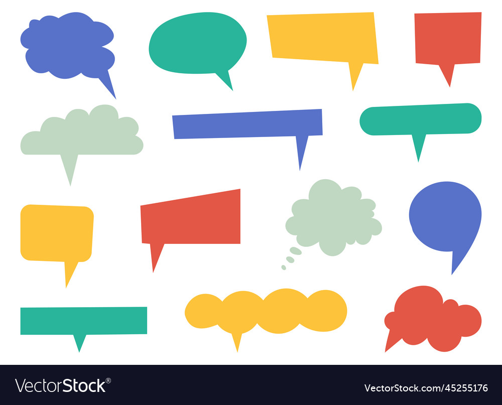 Speech bubble collection in flat style isolated vector image Speech bubble collection in flat style isolated