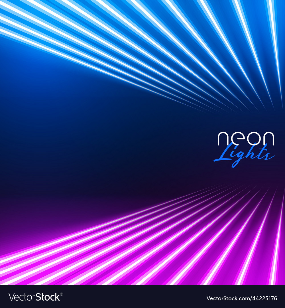 Stylish perspective neon light lines in blue