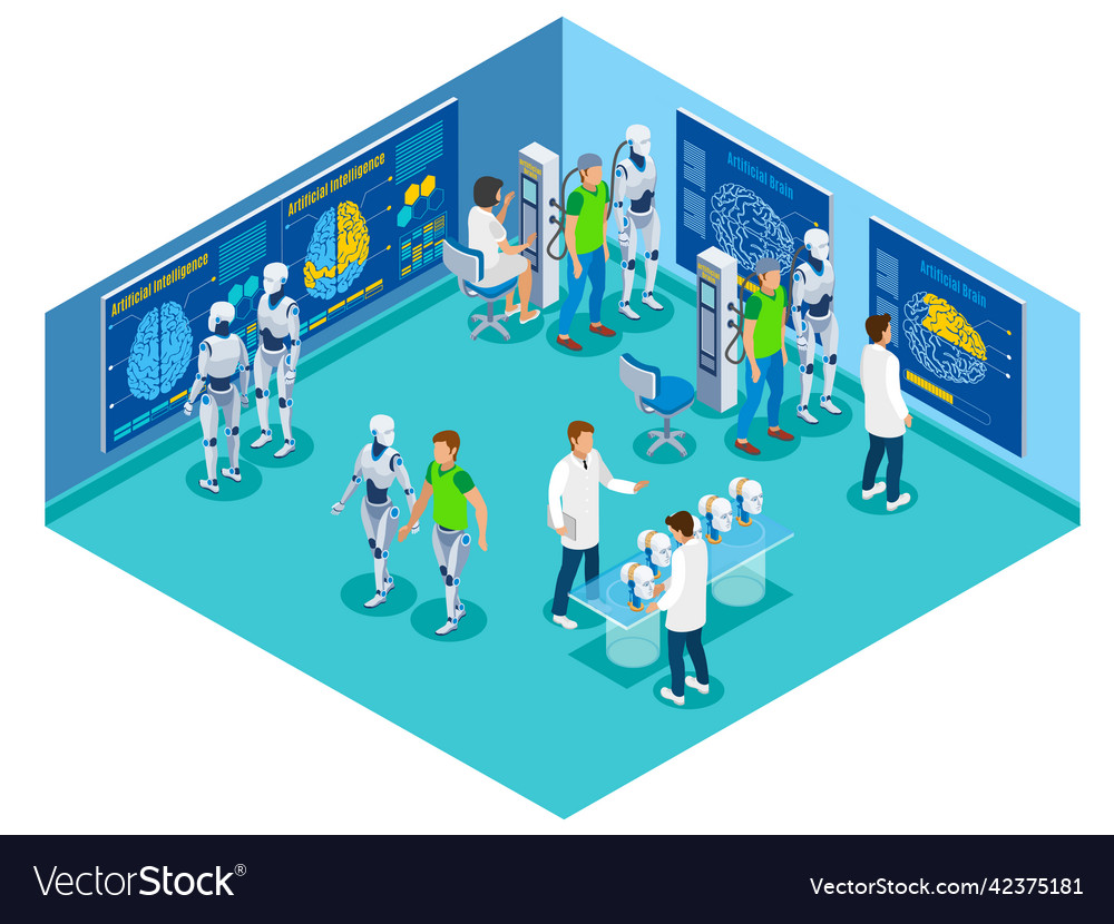 Artificial intelligence laboratory composition Vector Image