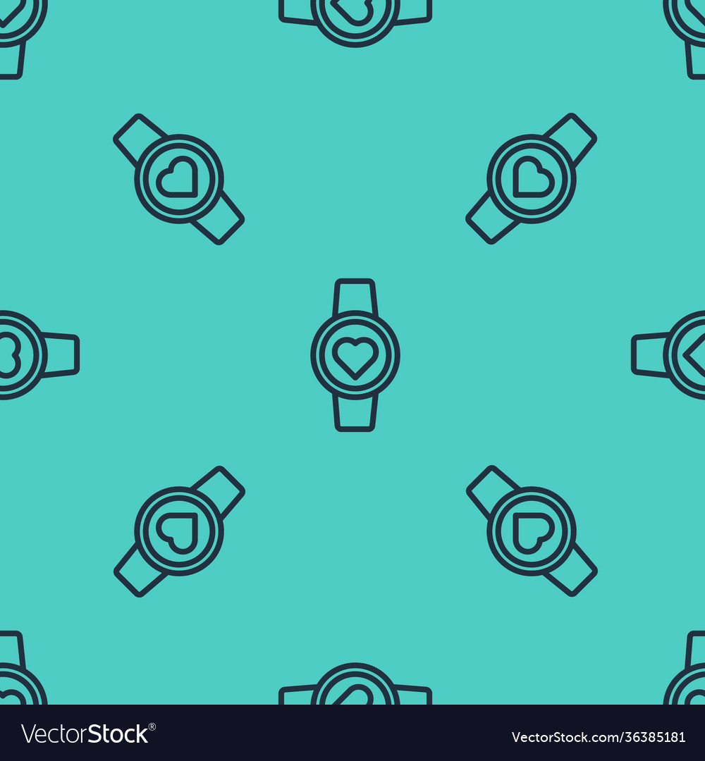 Black line smart watch showing heart beat rate vector image Black line smart watch showing heart beat rate