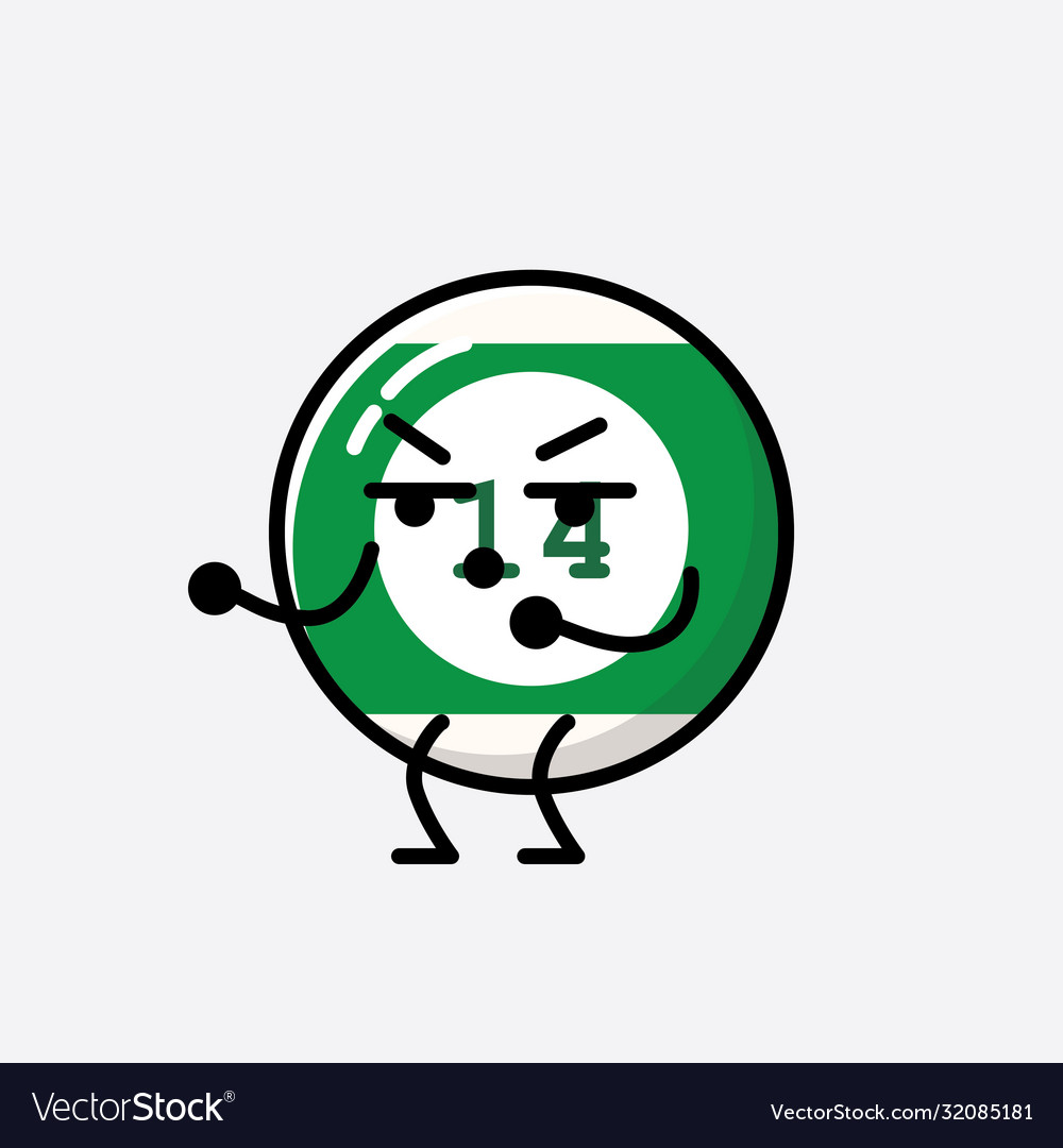 Cute billiard ball mascot character in flat vector image Cute billiard ball mascot character in flat