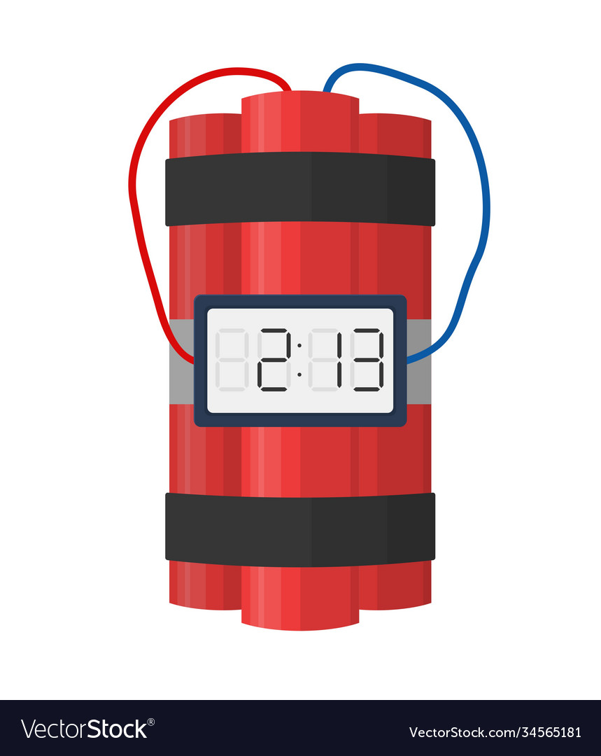 Dynamite bomb explosion with timer detonate vector image Dynamite bomb explosion with timer detonate