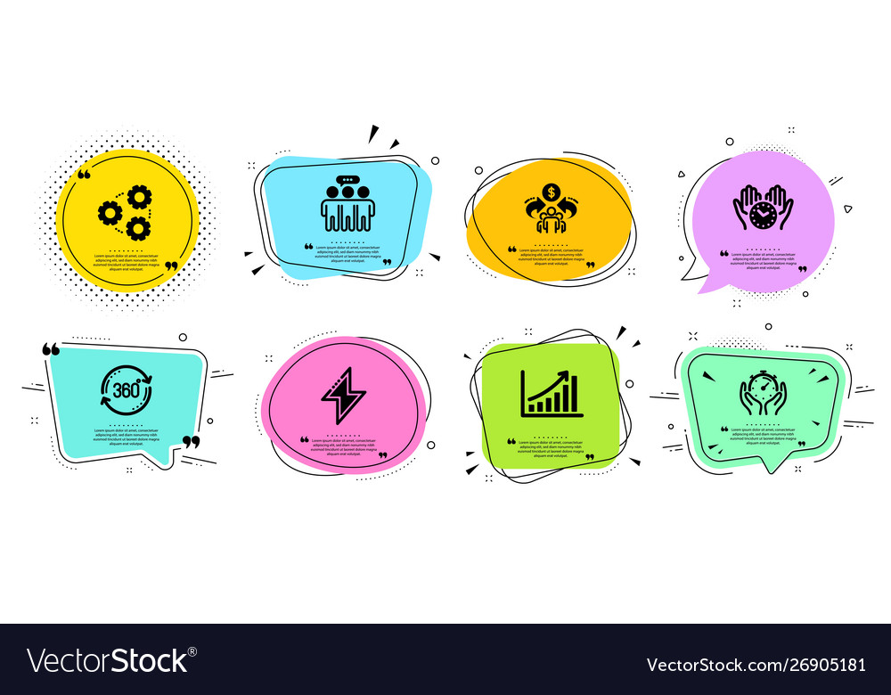 Full rotation safe time and gears icons set vector image Full rotation safe time and gears icons set