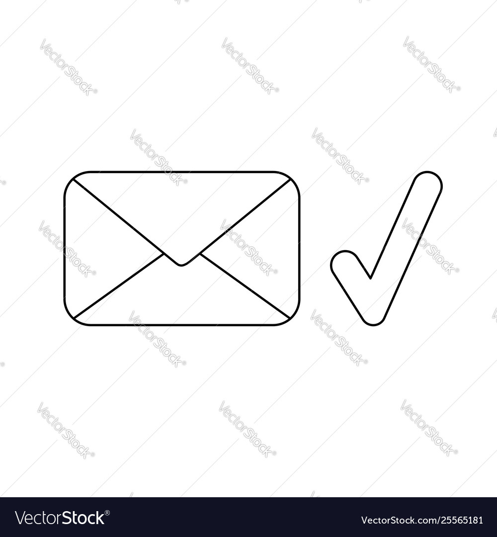 Icon concept closed envelope with check mark