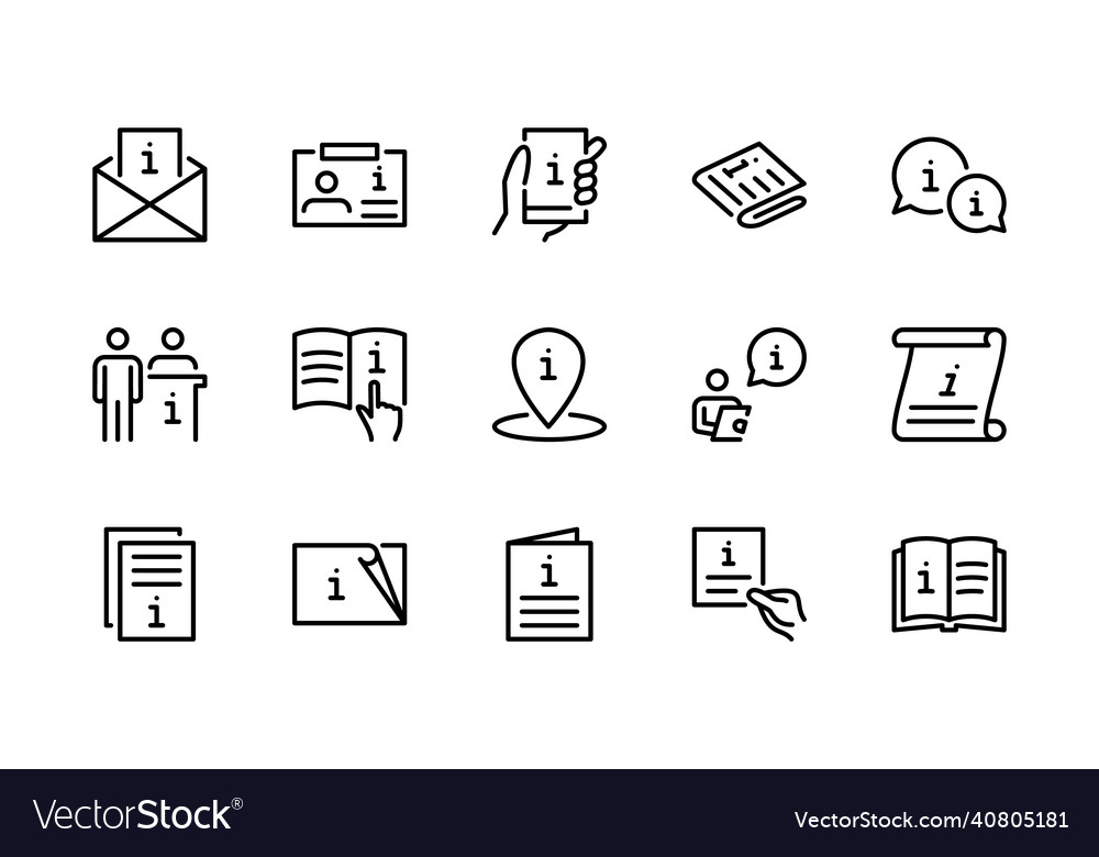 Info linear icons set isolated information vector image Info linear icons set isolated information