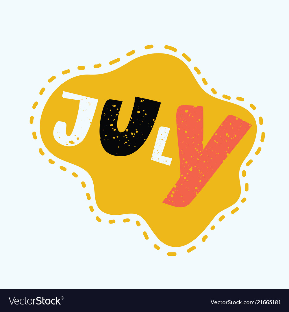 July - hand drawn lettering Royalty Free Vector Image