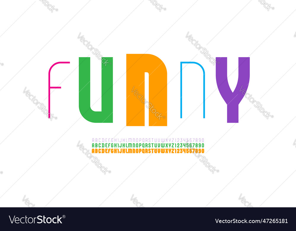 Kids font multi colored child alphabet Royalty Free Vector