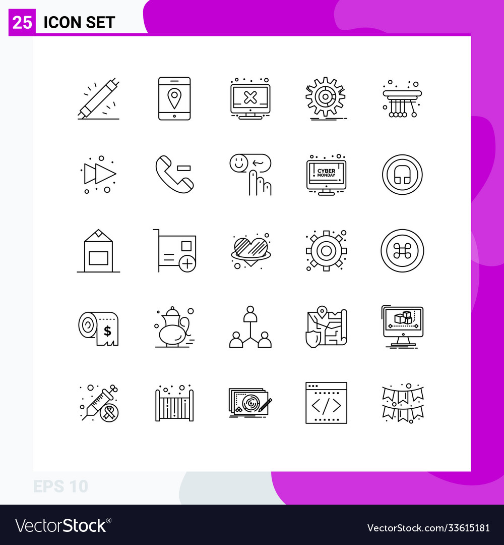 Mobile interface line set 25 pictograms