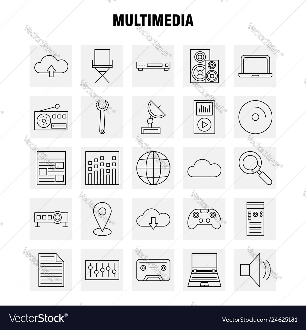Multimedia line icon for web print and mobile vector image Multimedia line icon for web print and mobile