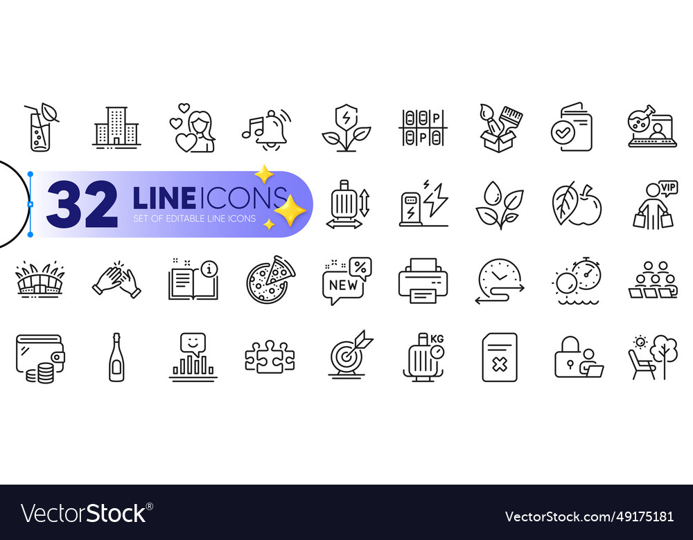 Outline set of time schedule eco power and target Vector Image