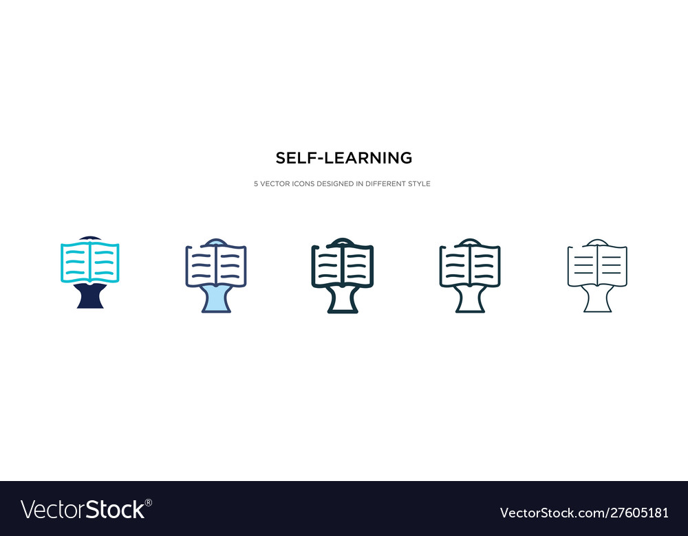 Self-learning icon in different style two vector image Self-learning icon in different style two