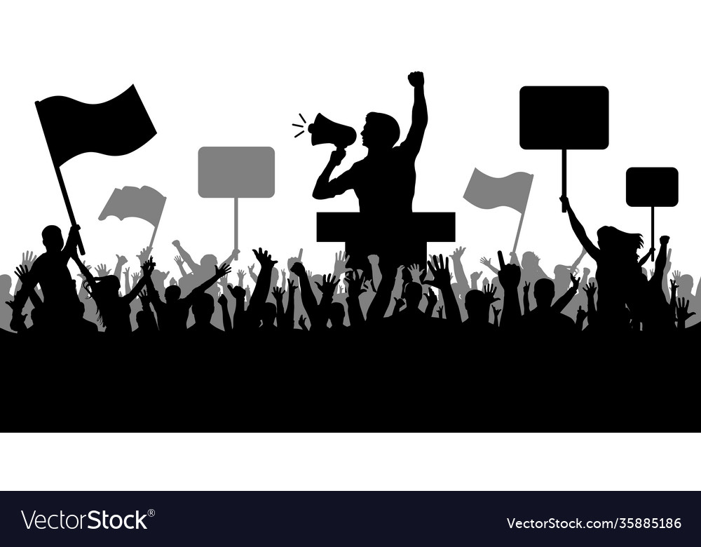 Crowd people with flags banners sports mob Vector Image