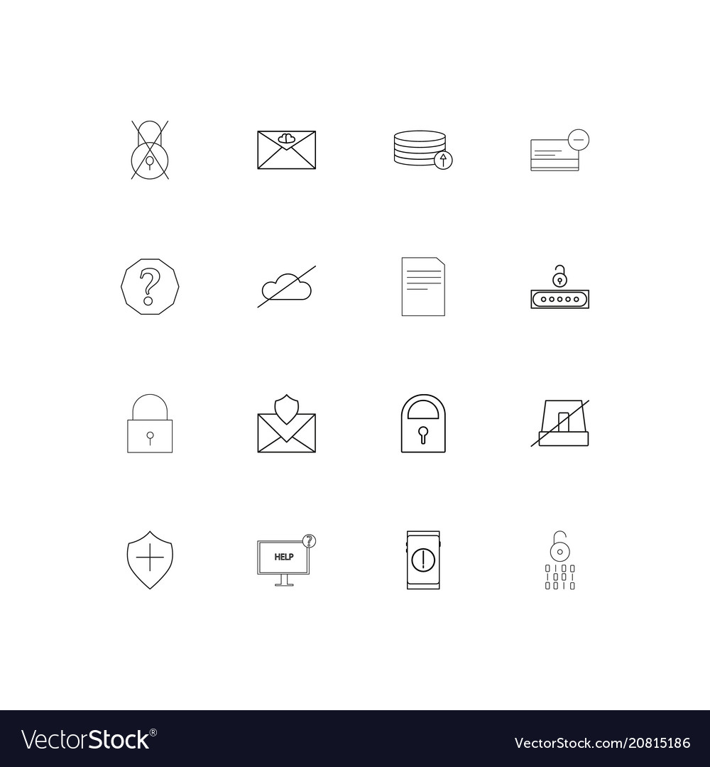 Cyber security linear thin icons set outlined