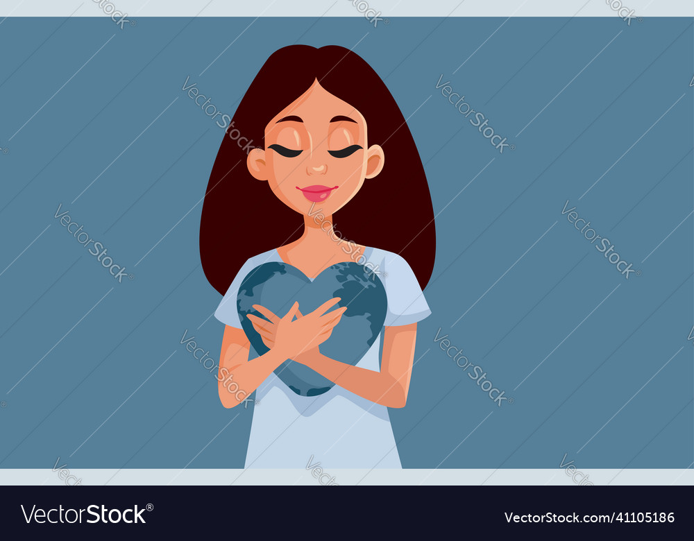 Environmental activist loving planet earth concept vector image Environmental activist loving planet earth concept