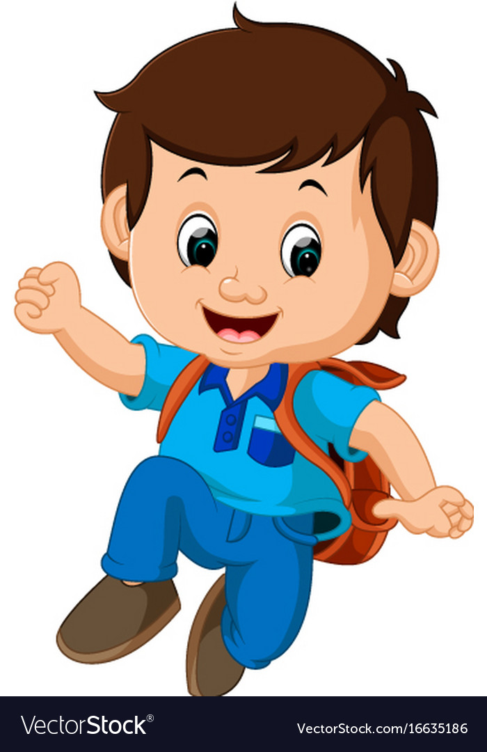 Kids boy with backpacks Royalty Free Vector Image